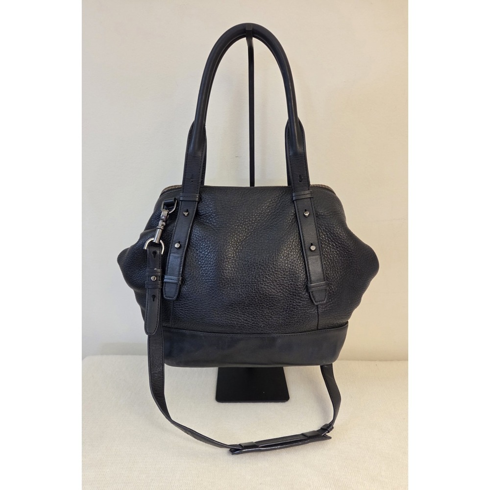Mackage Raffie Satchel Tote Black Pebbled Leather 20‎ x13 x 7 Shoudler Strap